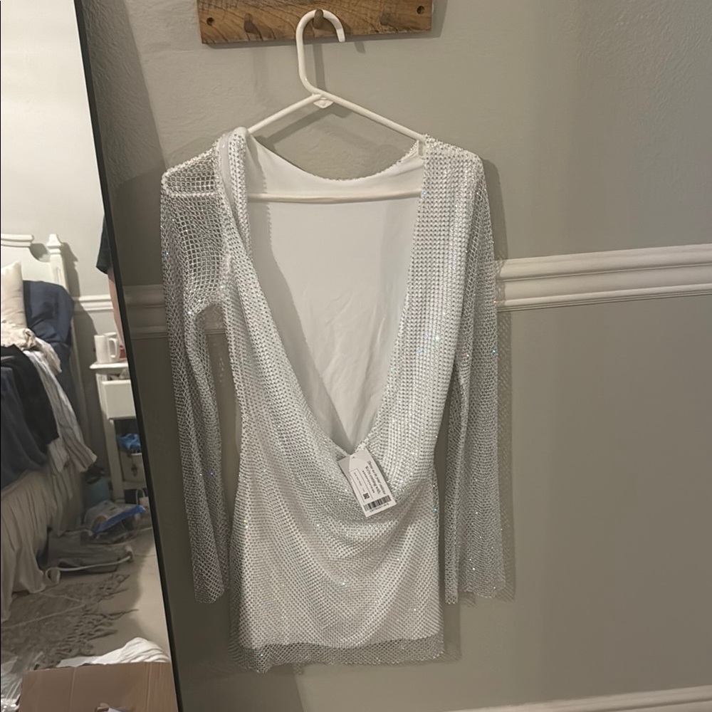 12th Tribe Silver Mesh Overlay Top